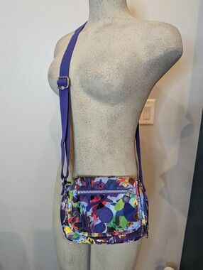 🍁KIPLING Sabian Mini Messenger Crossbody shoulder bag Purple Multi Color Purse